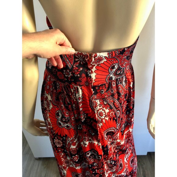 1960s Sundress, Halter Maxi Dress, Woodstock 1969, Flower Child Dress - Picture 8 of 10
